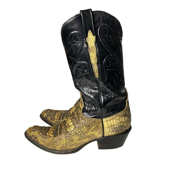 RARE Lucchese American Alligator Exotic Head Cut Cowboy Western Boots Men's 8D - Picture 1 of 9
